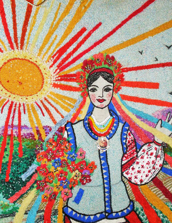 Декоративне панно «Україна». 1950—80-і рр. Полотно, вишивка, гладь